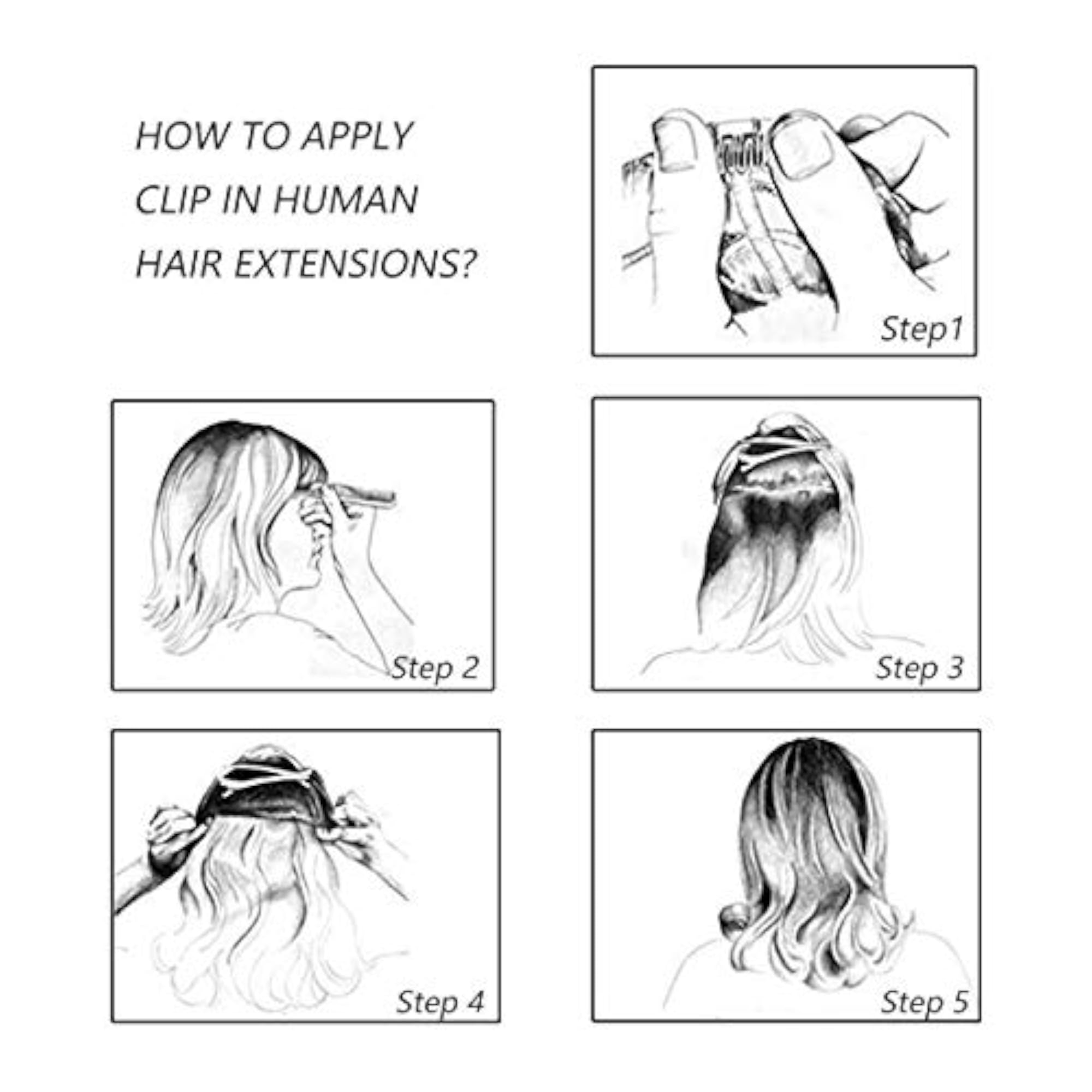 100% Human Hair Extensions with 5 Clips for Women, 18 Inch